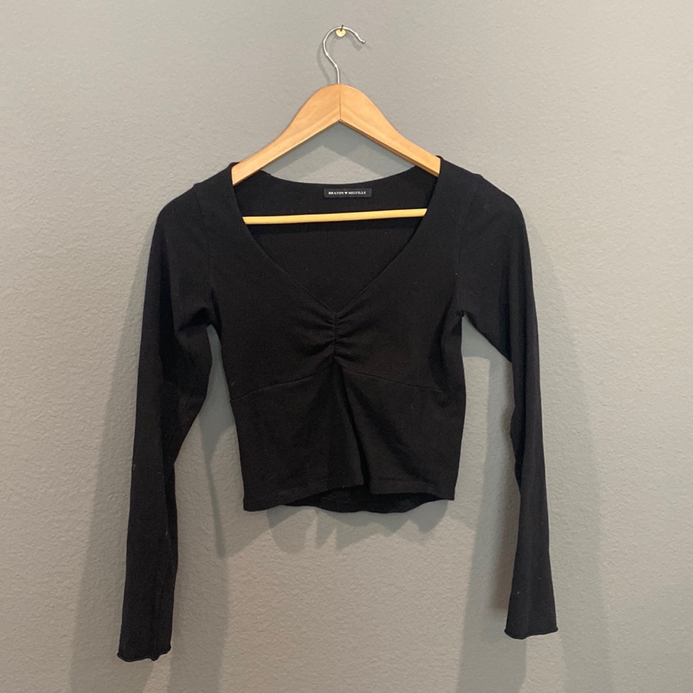 Brandy Melville long sleeve black crop top